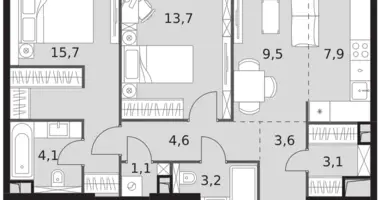 Wohnung 3 zimmer in Nordwestlicher Verwaltungsbezirk, Russland