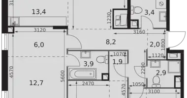 Apartamento 4 habitaciones en Moscú, Rusia