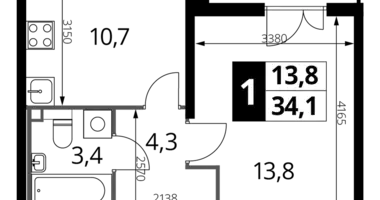 Mieszkanie 1 pokój w Nekrasovka District, Rosja