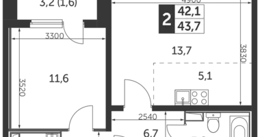 Apartamento 2 habitaciones en Nekrasovka District, Rusia