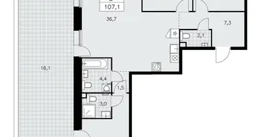 Apartamento 3 habitaciones en poselenie Sosenskoe, Rusia