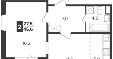 2 room apartment in Leninsky District, Russia