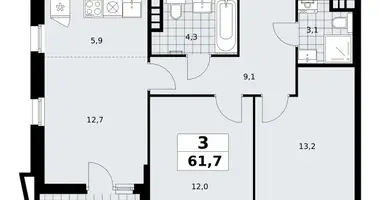 Appartement 3 chambres dans poselenie Sosenskoe, Fédération de Russie