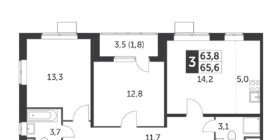 Wohnung 3 zimmer in Leninsky District, Russland