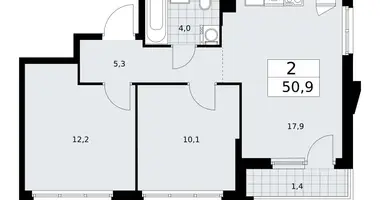 2 room apartment in Troitsk, Russia