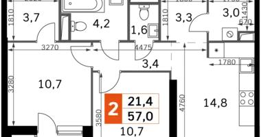 Appartement 2 chambres dans Moscou, Fédération de Russie