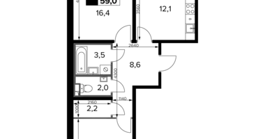 Apartamento 2 habitaciones en Potapovo, Rusia