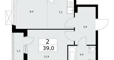 Apartamento 2 habitaciones en poselenie Sosenskoe, Rusia