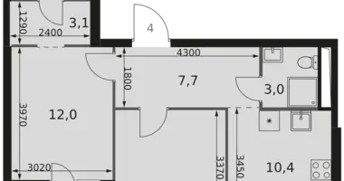 2 room apartment in Moscow, Russia