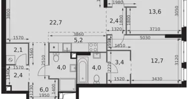Appartement 3 chambres dans Moscou, Russie