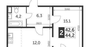 2 room apartment in Leninsky District, Russia