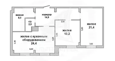 Apartamento 3 habitaciones en Pruzhany, Bielorrusia