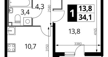 Mieszkanie 1 pokój w Nekrasovka District, Rosja