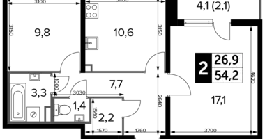 Mieszkanie 2 pokoi w Nekrasovka District, Rosja