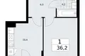 1 room apartment 36 m² Troitsk, Russia