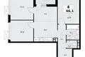 4 room apartment 66 m² Moscow, Russia