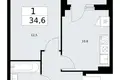 1 room apartment 35 m² Troitsk, Russia