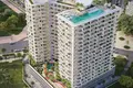 Complejo residencial New complex of furnished apartments Cove Grand with swimming pools, lounge areas and mini golf, Dubailand, Dubai, UAE