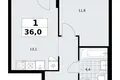 1 room apartment 36 m² Troitsk, Russia