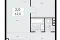 2 room apartment 42 m² poselenie Sosenskoe, Russia