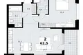 2 room apartment 63 m² Kommunarka, Russia