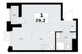 Квартира 1 комната 29 м² район Троицк, Россия