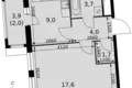 Квартира 1 комната 38 м² Развилка, Россия