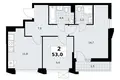 Квартира 2 комнаты 53 м² район Троицк, Россия