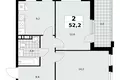 2 room apartment 52 m² Moscow, Russia