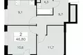 Wohnung 2 Zimmer 47 m² Südwestlicher Verwaltungsbezirk, Russland