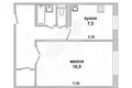 1 room apartment 37 m² Muchaviecki sielski Saviet, Belarus