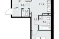 3 room apartment 58 m² poselenie Sosenskoe, Russia