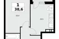 1 room apartment 39 m² Moscow, Russia
