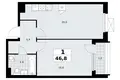 1 room apartment 47 m² Kommunarka, Russia