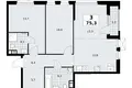 3 room apartment 75 m² South-Western Administrative Okrug, Russia