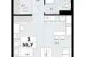 1 room apartment 39 m² Kommunarka, Russia