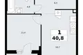 Квартира 1 комната 41 м² район Троицк, Россия