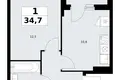 Квартира 1 комната 35 м² район Троицк, Россия