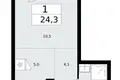 1 room apartment 24 m² Troitsk, Russia