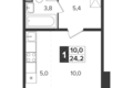 Студия 1 комната 24 м² Москва, Россия