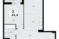 Appartement 2 chambres 43 m² poselenie Sosenskoe, Fédération de Russie