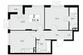 Mieszkanie 2 pokoi 52 m² poselenie Desenovskoe, Rosja
