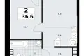 Квартира 2 комнаты 37 м² Юго-Западный административный округ, Россия