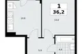 Mieszkanie 1 pokój 36 m² poselenie Sosenskoe, Rosja