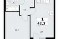 Квартира 1 комната 42 м² район Коммунарка, Россия