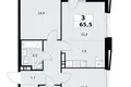 3 room apartment 66 m² poselenie Sosenskoe, Russia