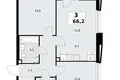 Apartamento 3 habitaciones 66 m² poselenie Sosenskoe, Rusia