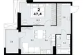 Apartamento 2 habitaciones 47 m² Kommunarka, Rusia