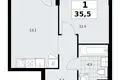 Appartement 1 chambre 36 m² Kommunarka, Russie