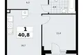 Квартира 1 комната 41 м² район Троицк, Россия